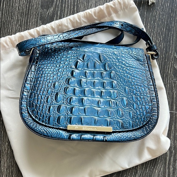 Brahmin Blue Crocodile Embossed Women's Bag - Picture 1 of 3